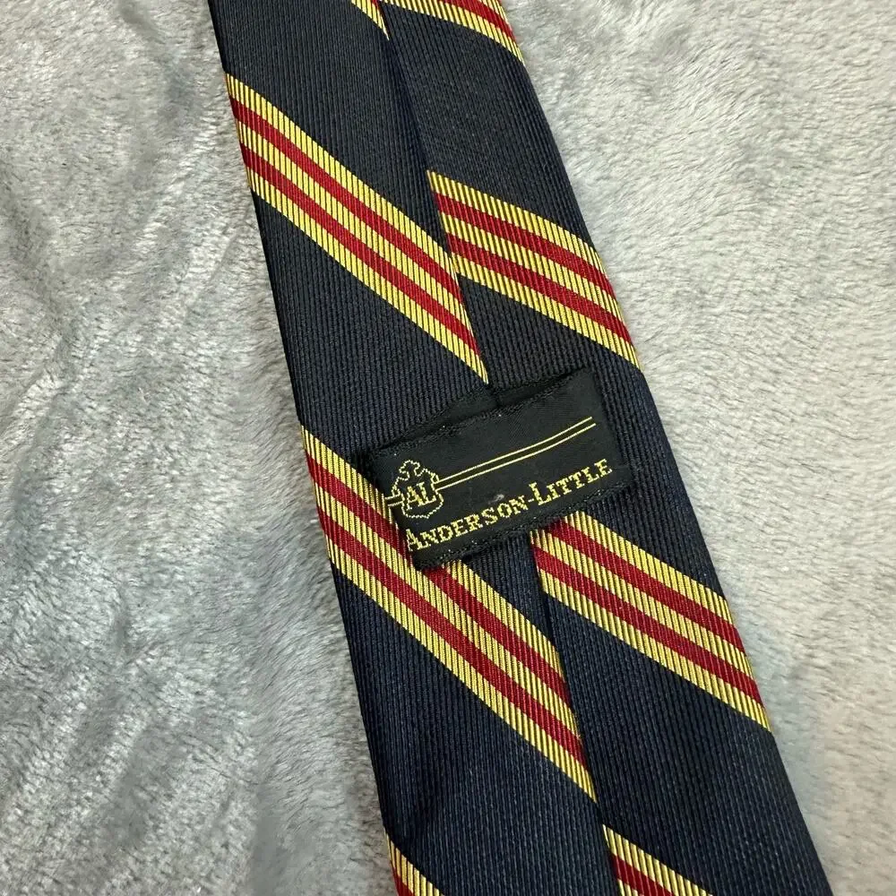 Vintage Diagonal Stripe Anderson Little Tie Black Gold Red Preppy Collegiate